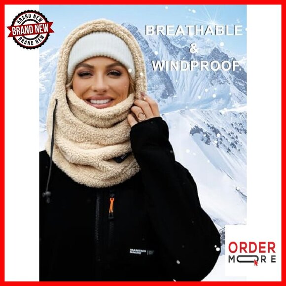 Fleece Balaclava Ski Mask Windproof Hooded Scarf Neck Warmer Unisex